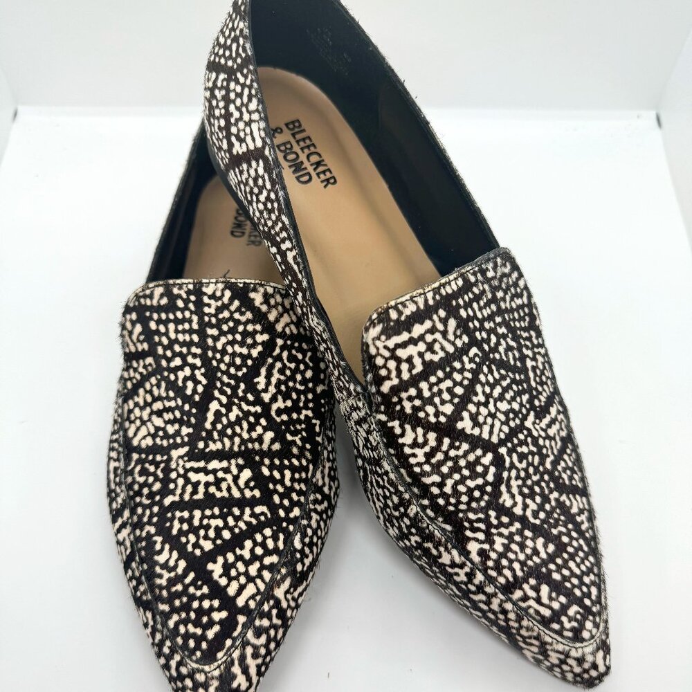 Bleeker & Bond Sonia Calf Hair Leather Loafers Flats Pointed Toe. New, Size 8.5